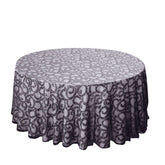 Tulle 120" Round Tablecloth Black - Seamless Sequin Leaf Embroidered Table Cover