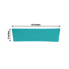 5 Pack Stretch Spandex Chair Sashes Turquoise - Fitted Finish Two Ply Heavy Duty Chair Bands 5"x12"