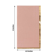 50-Pack Paper Dinner Napkins Dusty Rose with Gold Foil Edge 2 Ply - Stylish Disposable Napkins