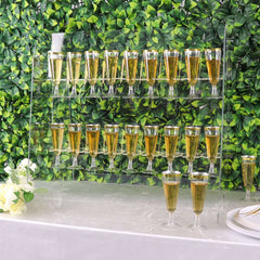 2-Tier Acrylic Champagne Glass Holder Display Stand Table Top Clear with 18 Hooks for Events & DIY Bars 25"