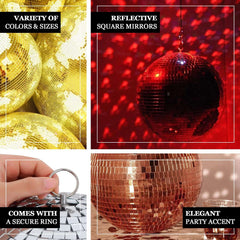 4 Pack 6" Silver Foam Disco Mirror Ball With Hanging Strings, Holiday Christmas Ornaments