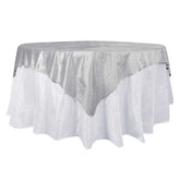 Velvet 72"x72" Table Overlay Square Tablecloth Silver - Premium Soft Finish for Sophisticated Celebrations