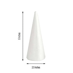 24 Pack 6" White Styrofoam Cone, Foam Cone For DIY Crafts