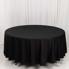 Scuba Round 108" Tablecloth Black - Wrinkle Free & Stain Resistant Table Cover for Exquisite Events