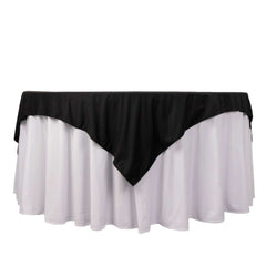 Scuba 70"x70" Table Overlay Square Tablecloth Black - Wrinkle Free & Stain Resistant Table Cover