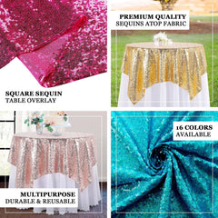 Sequin 72"x72" Table Overlay Square Tablecloth Burgundy - Sparkly Table Cover