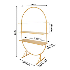3-Tier Metal Oval Cupcake Dessert Stand Gold for Luxurious Event and Party Settings 6.5ft