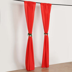 2 Pack Red Polyester Event Curtain Drapes, 10ftx8ft Backdrop Event Panels With Rod Pockets 130 GSM