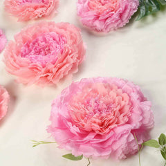 Set of 6 Blush Pink Carnation 3D Paper Flowers Wall Decor - 7",9",11"