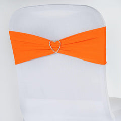 5 Pack Stretch Spandex Chair Sashes Orange - Fitted Finish Two Ply Heavy Duty Chair Bands 5"x12"