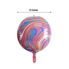 3 Pack 13" Purple Gold Marble Orbz Foil Balloons, 4D Sphere Mylar Balloons