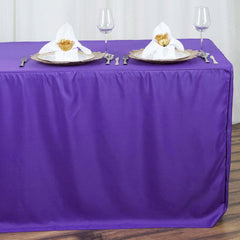 Fitted Polyester 72"x30" Rectangle Tablecloth Purple - Durable and Easy to Maintain Table Cover