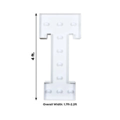 Giant LED Marquee Light Up Letter "T", White 4ft Pre-Cut Foam Board with 10 Warm White Battery Operated LEDs, Glue Gun and Sticks