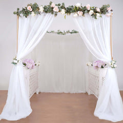 10ft 4-Post Gold Metal DIY Photography Backdrop Stand, Wedding Arch Canopy Tent