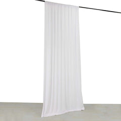 White 4-Way Stretch Spandex Event Curtain Drapes, Wrinkle Free Backdrop Event Panel with Rod Pockets - 5ftx10ft