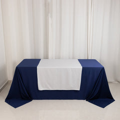 Scuba Polyester 36"x72" Wide Table Runner White - Wrinkle-Free Trade Show Table Linen for Events & Exhibits