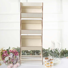 3-Tier Wooden Display Rack Basket Floor Standing Design Natural - Rustic Tabletop Cupcake Dessert Shelf Holder 33"