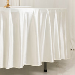 Scuba Round 108" Tablecloth Shimmering Pearl White - Wrinkle Free & Stain Resistant Table Cover