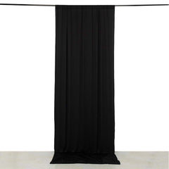 Black 4-Way Stretch Spandex Event Curtain Drapes, Wrinkle Free Backdrop Event Panel with Rod Pockets - 5ftx12ft