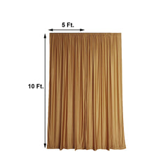 2 Pack Gold Scuba Polyester Event Curtain Drapes, Durable Flame Resistant Backdrop Event Panels Wrinkle Free with Rod Pockets - 10ftx10ft
