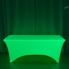 Glow Neon Green Fitted Spandex Tablecloth – 6ft Rectangle, Wrinkle-Free Cover