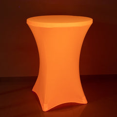 Glow Neon Orange Fitted Spandex Cocktail Tablecloth – 30" Round, Wrinkle-Free Cover