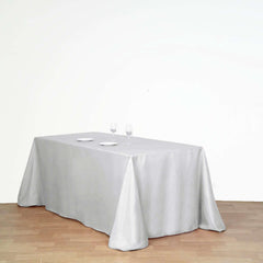 Polyester 90"x132" Rectangle Tablecloth Silver - Seamless Wrinkle-Resistant Table Cover