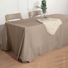 Faux Linen 90"x156" Rectangular Tablecloth Taupe - Slubby Texture Wrinkle-Resistant Seamless Table Cover