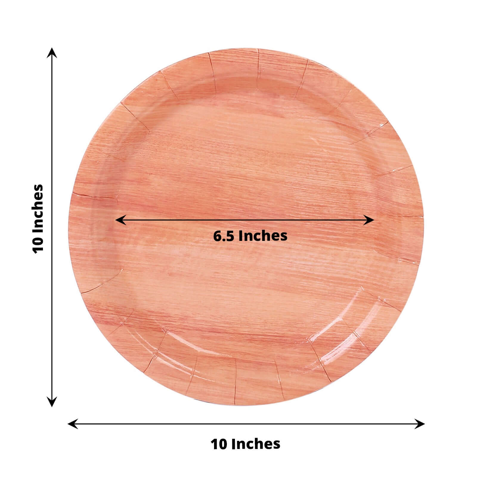 25-Pack Paper 10" Round Dinner Plates Natural Wood Grain Print - Rustic & Nature-Inspired Disposable Party Plates