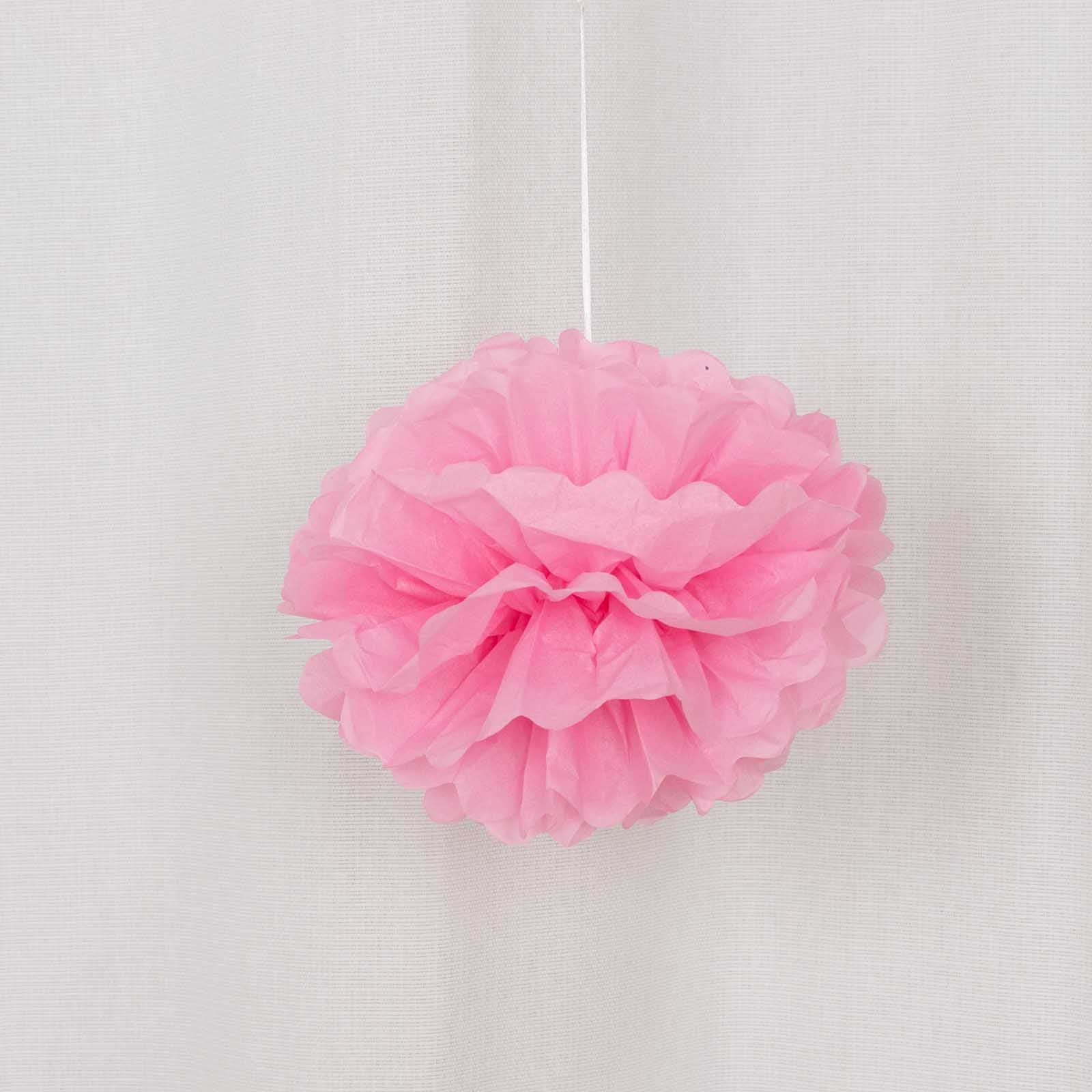 6 Pack 10" Pink Tissue Paper Pom Poms Flower Balls, Ceiling Wall Hanging Decorations