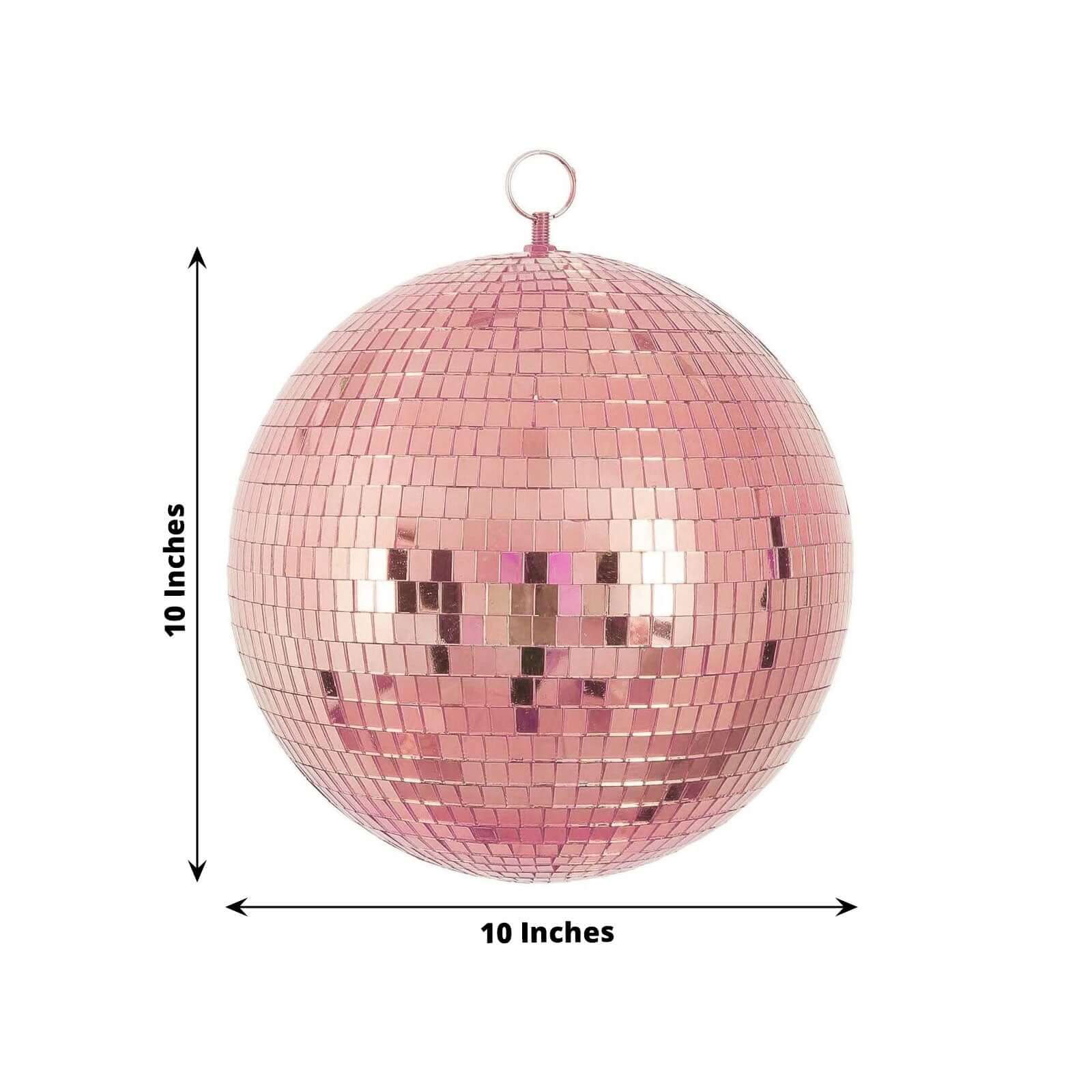 2 Pack 10" Rose Gold Foam Disco Mirror Ball With Hanging Swivel Ring, Holiday Party Decor