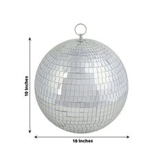 2 Pack 10" Silver Foam Disco Mirror Ball With Hanging Swivel Ring, Holiday Party Decor
