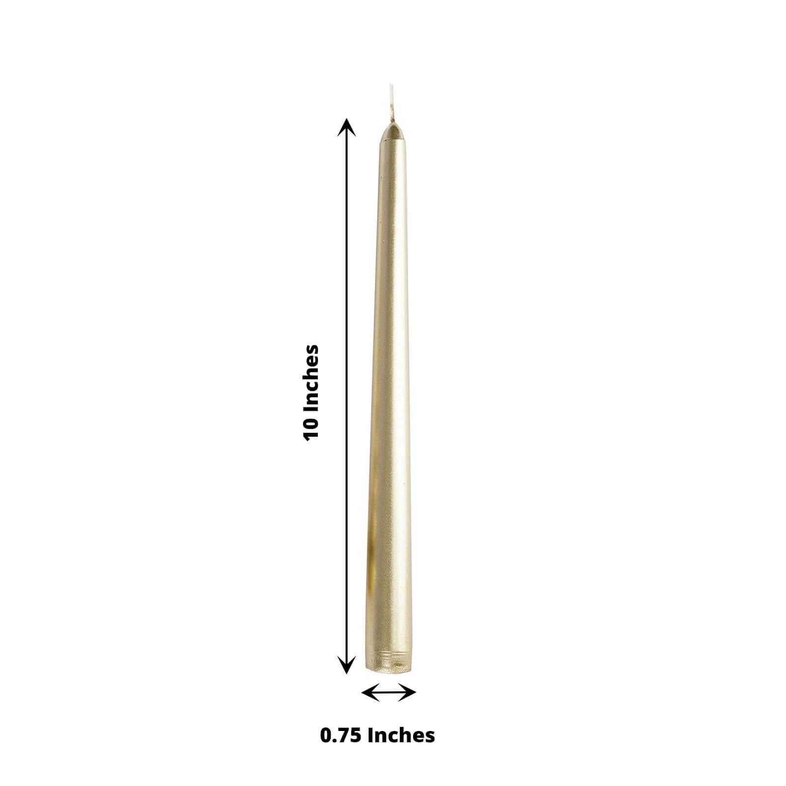 12-Pack Taper Candles Premium Wax Design Metallic Gold - Unscented Candles for Upscale Settings 10"