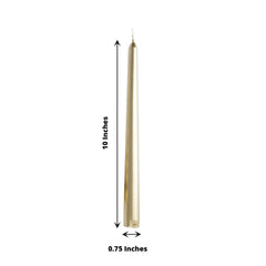 12-Pack Taper Candles Premium Wax Design Metallic Gold - Unscented Candles for Upscale Settings 10"