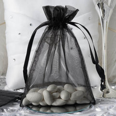 10 Pack 5"x7" Black Organza Drawstring Wedding Party Favor Gift Bags