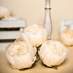 10-Pack Artificial Peony Flower Heads Beige - Versatile Faux Craft Flowers for DIY Event Styling Scrapbooking & Floral Arrangements 3"