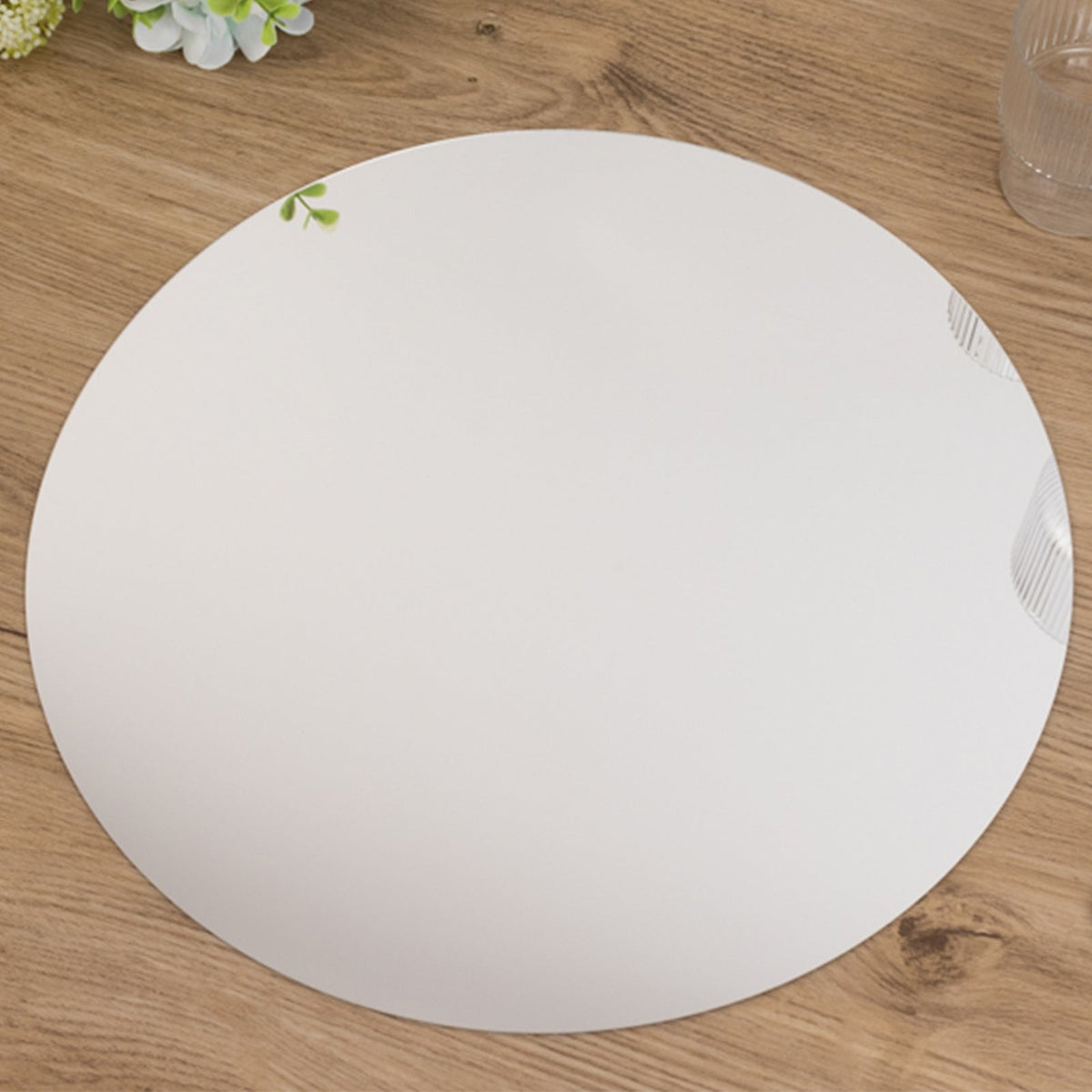 10-Pack Candle Plate Circle Acrylic Mirror Tray Silver Round - Event Centerpiece Decor 14"