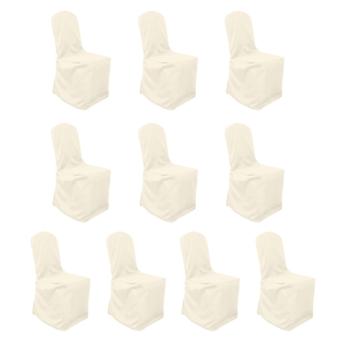 10 Pack Polyester Chair Cover for Banquet Chairs Beige - Stain-Resistant Reusable Slip-On Slipcover