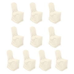 10 Pack Polyester Chair Cover for Banquet Chairs Beige - Stain-Resistant Reusable Slip-On Slipcover