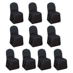 10 Pack Polyester Chair Cover for Banquet Chairs Black - Stain-Resistant Reusable Slip-On Slipcover