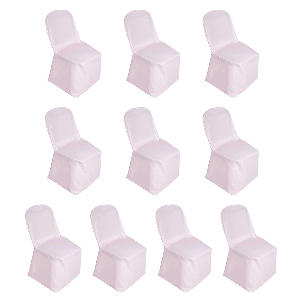 10 Pack Polyester Chair Cover for Banquet Chairs Blush - Stain-Resistant Reusable Slip-On Slipcover