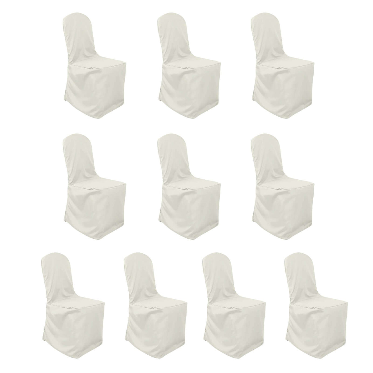 10 Pack Polyester Chair Cover for Banquet Chairs Ivory - Stain-Resistant Reusable Slip-On Slipcover