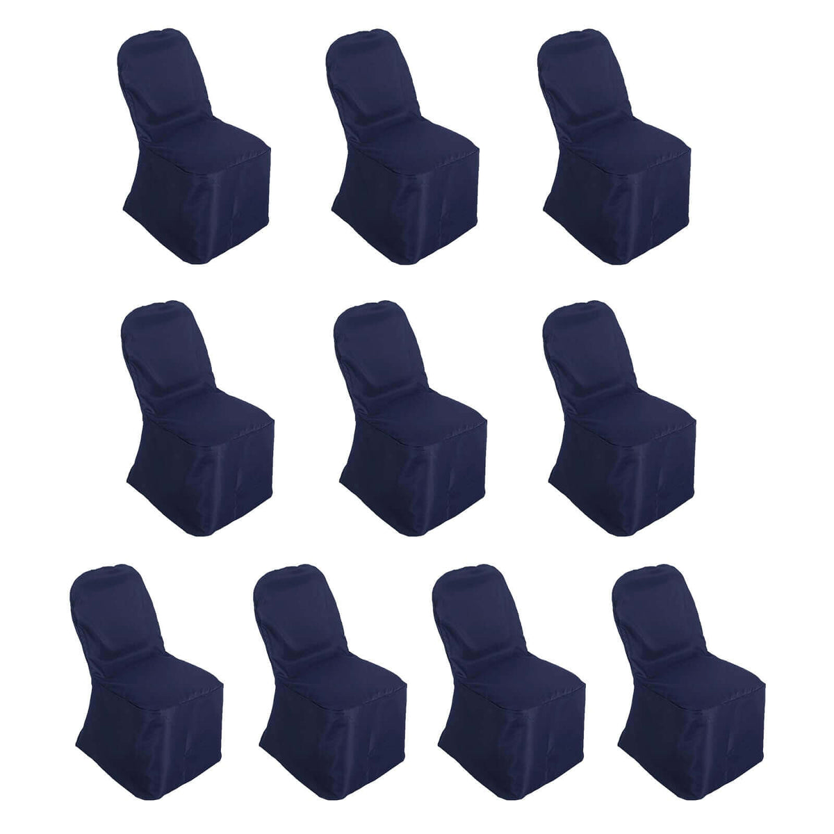 10 Pack Polyester Chair Cover for Banquet Chairs Navy Blue - Stain-Resistant Reusable Slip-On Slipcover