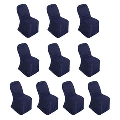10 Pack Polyester Chair Cover for Banquet Chairs Navy Blue - Stain-Resistant Reusable Slip-On Slipcover