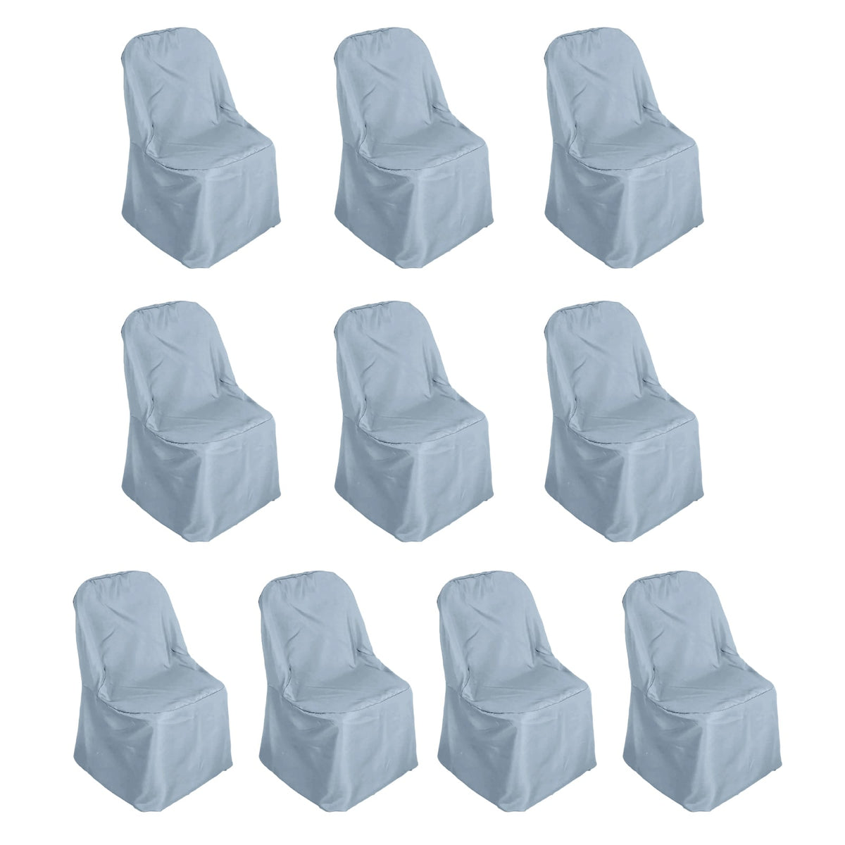 10 Pack Polyester Chair Covers for Folding Chairs Dusty Blue - Wrinkle-Free Stain-Resistant Slip-On Slipcovers