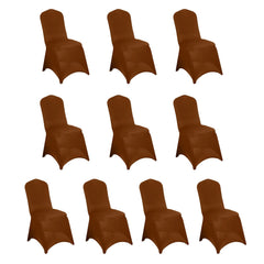 10 Pack Spandex Chair Covers for Banquet Chairs Cinnamon Brown - Durable Reusable Stretch Slip-On Covers