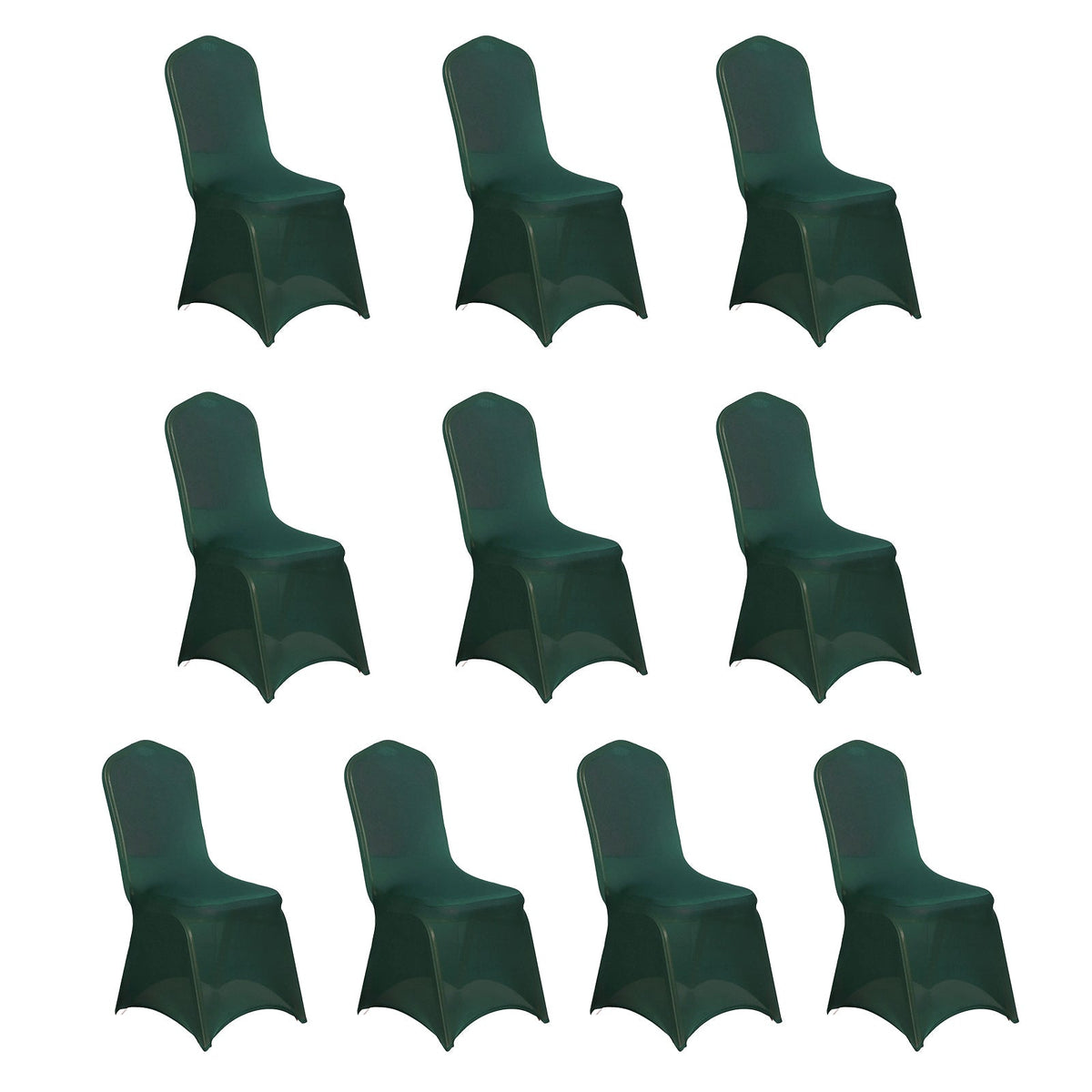 10 Pack Spandex Chair Covers for Banquet Chairs Hunter Emerald Green - Durable Reusable Stretch Slip-On Covers
