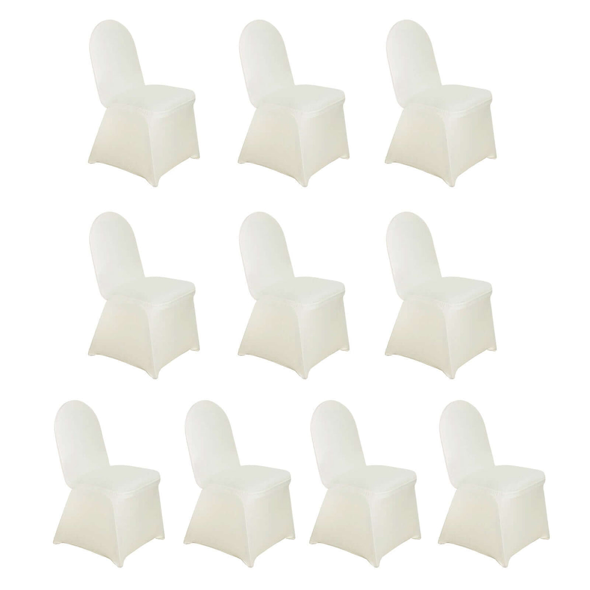 10 Pack Spandex Chair Covers for Banquet Chairs Ivory - Durable Reusable Stretch Slip-On Covers