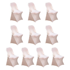 10 Pack Stretch Spandex Chair Covers Blush for Folding Chairs - Durable 160GSM Fitted Slipcovers