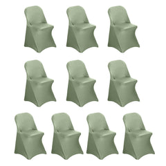 10 Pack Stretch Spandex Chair Covers Dusty Sage Green for Folding Chairs - Durable 160GSM Fitted Slipcovers